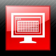 Computer Monitor icon on a square button - SleekSeries N159