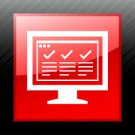 Computer Monitor icon on a square button - SleekSeries N162