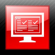 Computer Monitor icon on a square button - SleekSeries N163