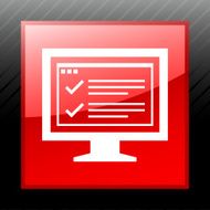 Computer Monitor icon on a square button - SleekSeries N164