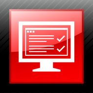 Computer Monitor icon on a square button - SleekSeries N165