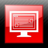 Computer Monitor icon on a square button - SleekSeries N166