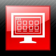 Computer Monitor icon on a square button - SleekSeries N168