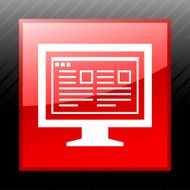 Computer Monitor icon on a square button - SleekSeries N171