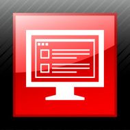 Computer Monitor icon on a square button - SleekSeries N172