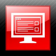 Computer Monitor icon on a square button - SleekSeries N173