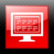 Computer Monitor icon on a square button - SleekSeries N174