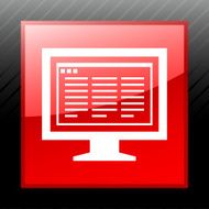 Computer Monitor icon on a square button - SleekSeries N179
