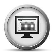 Computer Monitor icon on a silver button - SilverSeries N159