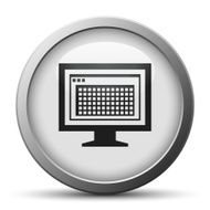 Computer Monitor icon on a silver button - SilverSeries N160