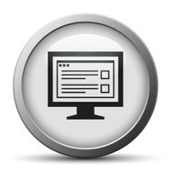 Computer Monitor icon on a silver button - SilverSeries N174