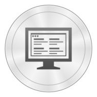 Computer Monitor icon on a round button - SharpSeries N152