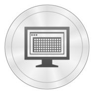 Computer Monitor icon on a round button - SharpSeries N159