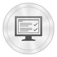 Computer Monitor icon on a round button - SharpSeries N165