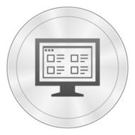 Computer Monitor icon on a round button - SharpSeries N167