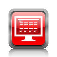 Computer Monitor icon on a square button - RubyRedSeries N151
