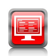 Computer Monitor icon on a square button - RubyRedSeries N153