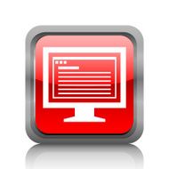 Computer Monitor icon on a square button - RubyRedSeries N158