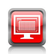 Computer Monitor icon on a square button - RubyRedSeries N160