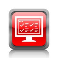 Computer Monitor icon on a square button - RubyRedSeries N161