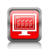 Computer Monitor icon on a square button - RubyRedSeries N162