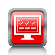 Computer Monitor icon on a square button - RubyRedSeries N163