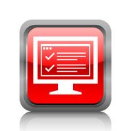 Computer Monitor icon on a square button - RubyRedSeries N165