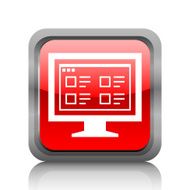 Computer Monitor icon on a square button - RubyRedSeries N168