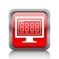 Computer Monitor icon on a square button - RubyRedSeries N169