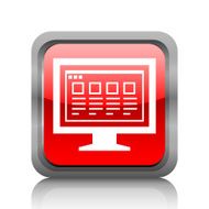 Computer Monitor icon on a square button - RubyRedSeries N170