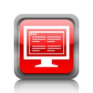 Computer Monitor icon on a square button - RubyRedSeries N177