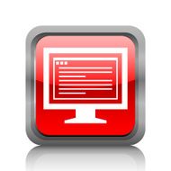 Computer Monitor icon on a square button - RubyRedSeries N178