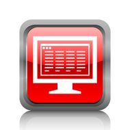 Computer Monitor icon on a square button - RubyRedSeries N179