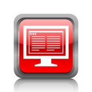 Computer Monitor icon on a square button - RubyRedSeries N181