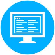 Computer Monitor icon on a round button - RoundSeries N166