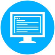 Computer Monitor icon on a round button - RoundSeries N167