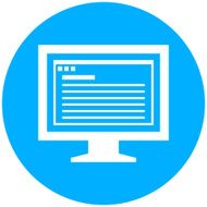 Computer Monitor icon on a round button - RoundSeries N171