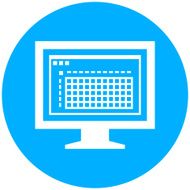 Computer Monitor icon on a round button - RoundSeries N172