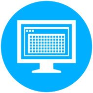 Computer Monitor icon on a round button - RoundSeries N173