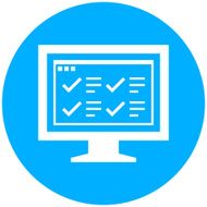 Computer Monitor icon on a round button - RoundSeries N174