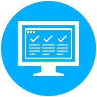 Computer Monitor icon on a round button - RoundSeries N176