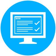 Computer Monitor icon on a round button - RoundSeries N179