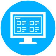 Computer Monitor icon on a round button - RoundSeries N181