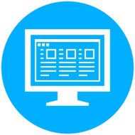 Computer Monitor icon on a round button - RoundSeries N184