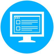 Computer Monitor icon on a round button - RoundSeries N186