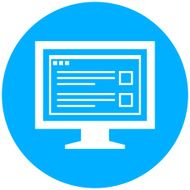 Computer Monitor icon on a round button - RoundSeries N187