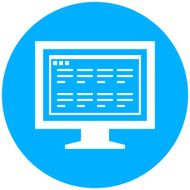 Computer Monitor icon on a round button - RoundSeries N188
