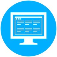 Computer Monitor icon on a round button - RoundSeries N189