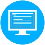 Computer Monitor icon on a round button - RoundSeries N191