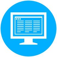 Computer Monitor icon on a round button - RoundSeries N193